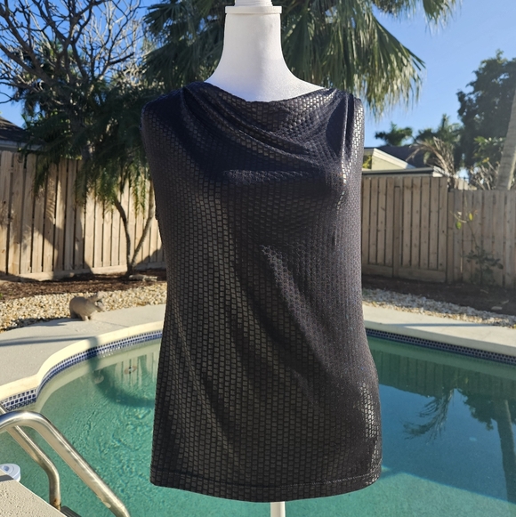 NEW Black Sleeveless Top Size S Avant Garde Minimalist Monochrome Lightweight - Picture 2 of 11